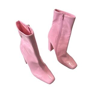 STEVE MADDEN Womens Pink Padded Leana Square Toe Zip-Up Dress Booties